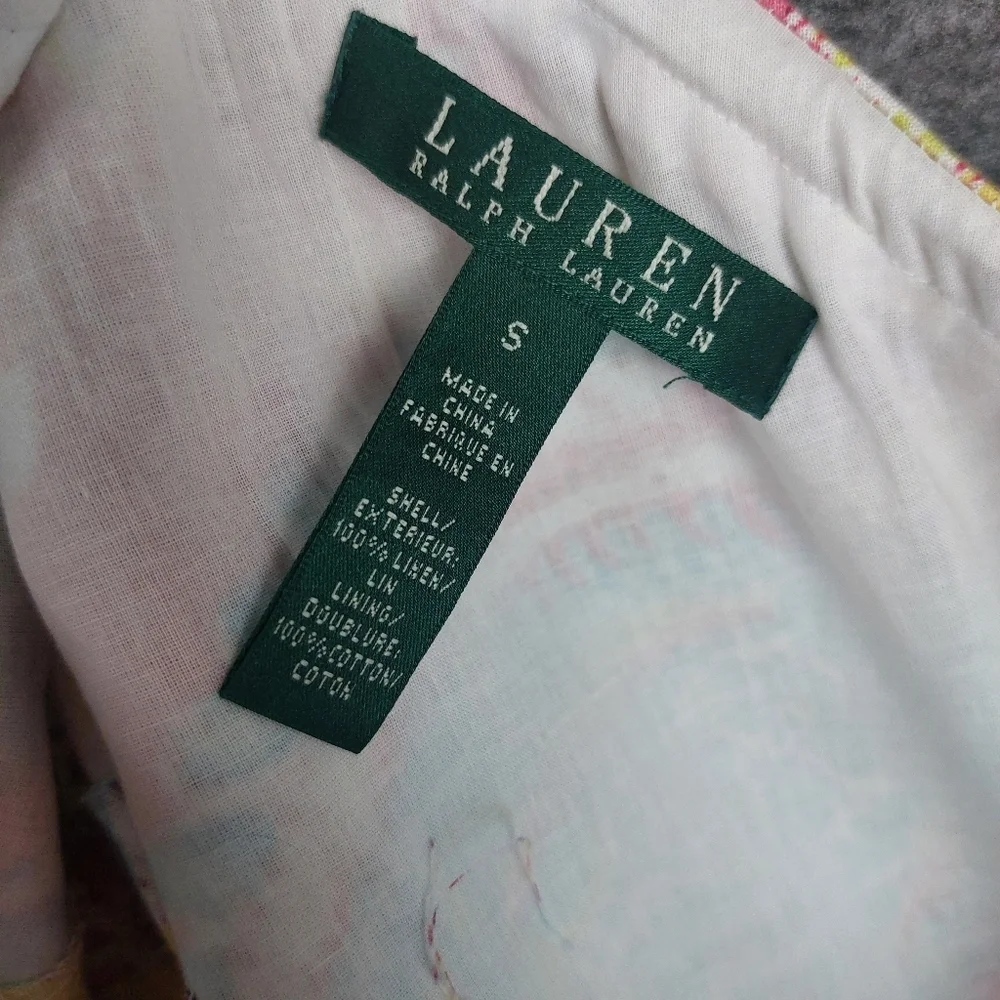 LAUREN RALPH LAUREN WOMENS MULTICOLOR PAISLEY 100% LINEN PULLON SKIRT SIZE S - Picture 6 of 6